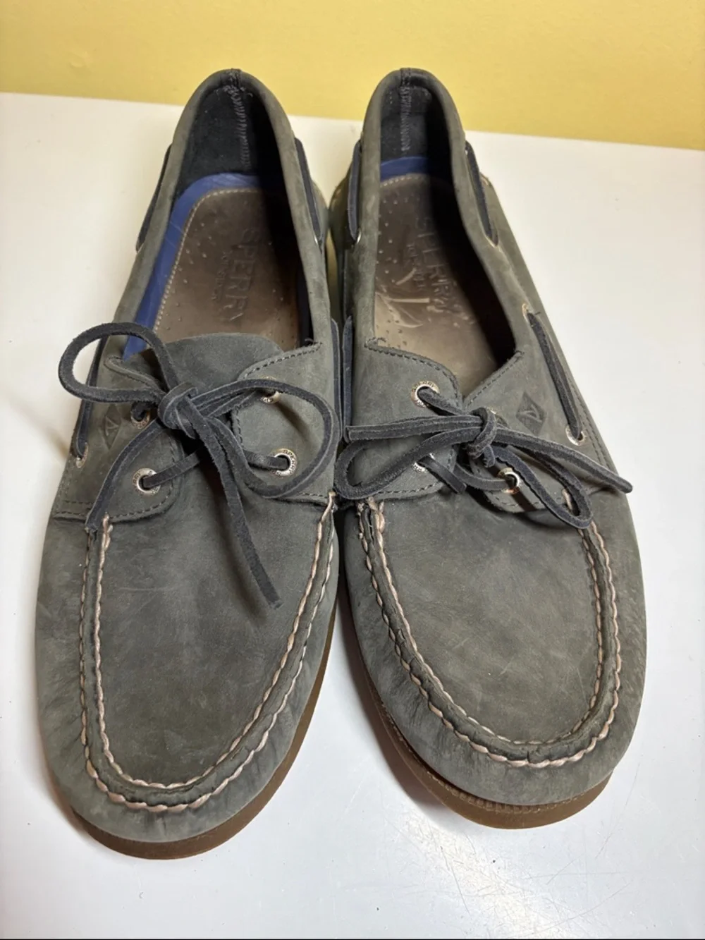 Sperry Topside Gray Leather Non-Marking Boat Shoe Size 12